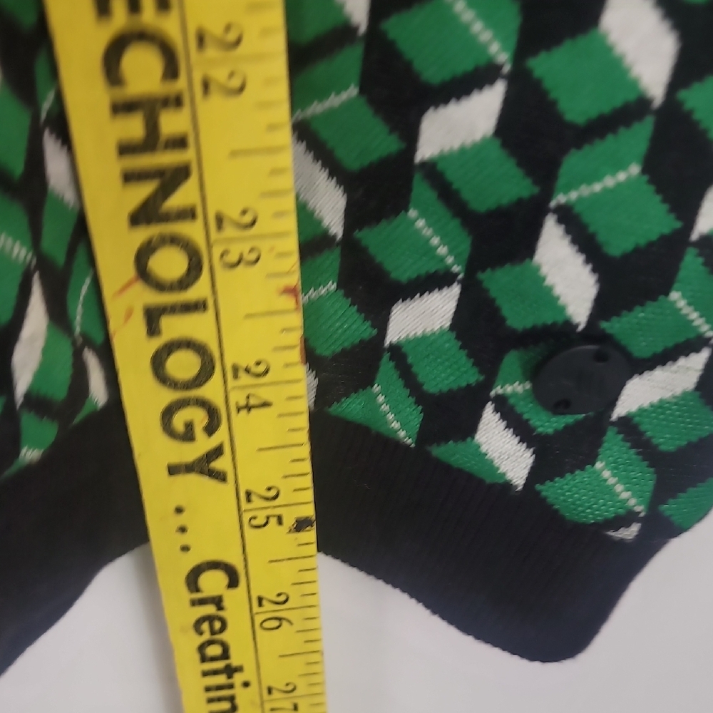 Andrew Marc Geometric Green Short Sleeve Top - Picture 4 of 6